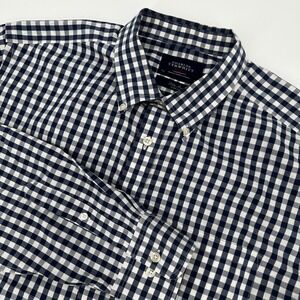 Charles Tyrwhitt Weekend Slim Fit Non Iron Navy Gingham Shirt Mens XL‎ Hamptons
